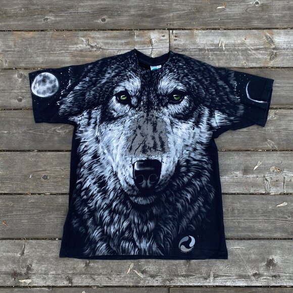 Vintage 1995 Liquid Blue T Shirt AOP Large John Connell Wolf Moon T Shirt AOP - Picture 10 of 10